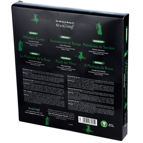 INC683_004 Stamford Plant Based Backflow Incense Cones - Witches Curse 12 packs