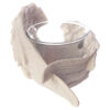 ANG98_002 Winged White Angel Resin and Glass Votive Holder