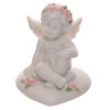 CHE103_005 Collectable Cherub Sitting on Heart with Pink Roses