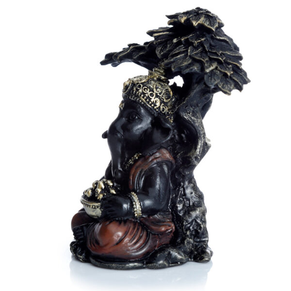 GAN18_002 Black and Gold Ganesh Sitting Under Tree