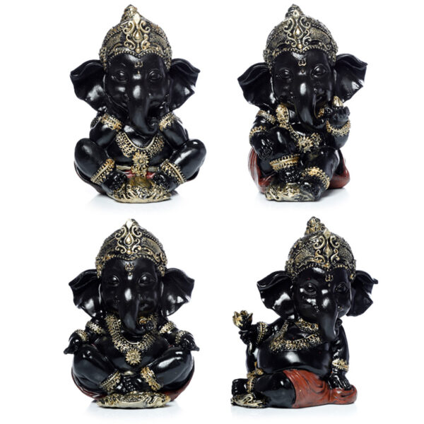 GAN19_001 Decorative Ornament - Black and Gold Ganesh