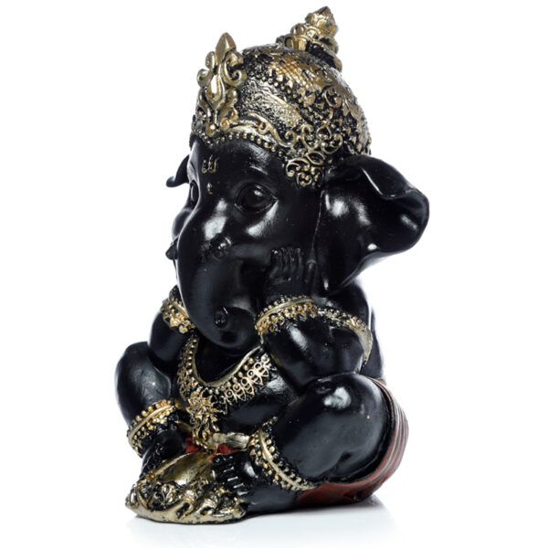 GAN19_003 Decorative Ornament - Black and Gold Ganesh