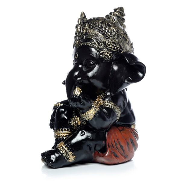 GAN19_005 Decorative Ornament - Black and Gold Ganesh