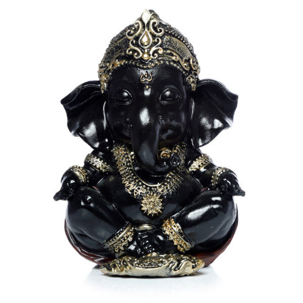 GAN19_006 Decorative Ornament - Black and Gold Ganesh