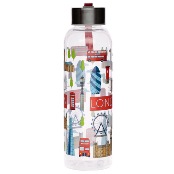 BOT59_002 Reusable  London Icons 500ml Water Bottle with Metallic Lid
