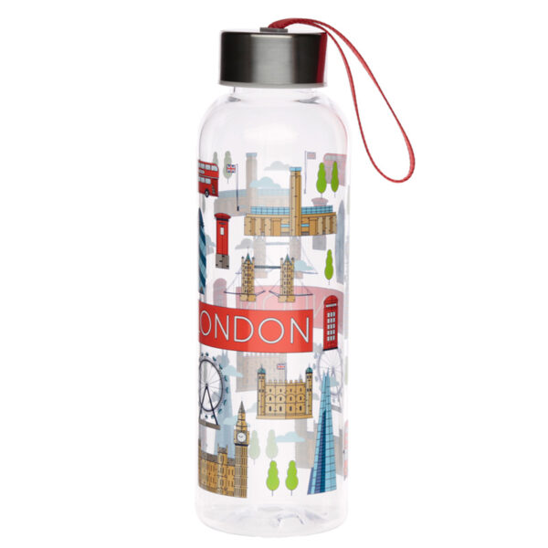BOT59_003 Reusable  London Icons 500ml Water Bottle with Metallic Lid