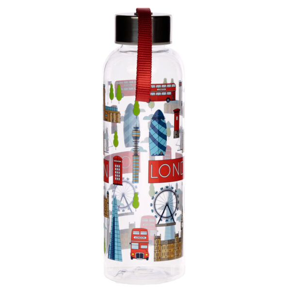 BOT59_004 Reusable  London Icons 500ml Water Bottle with Metallic Lid