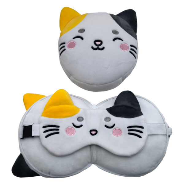 Relaxeazzz Travel Pillow & Eye Mask - Adoramals Lola the Cat