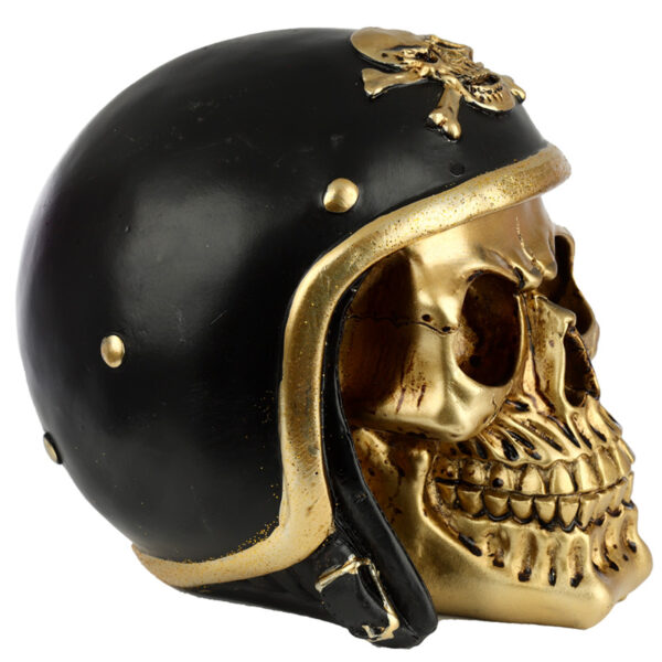 Fantasy Biker Helmet Gold Punk Skull Ornament