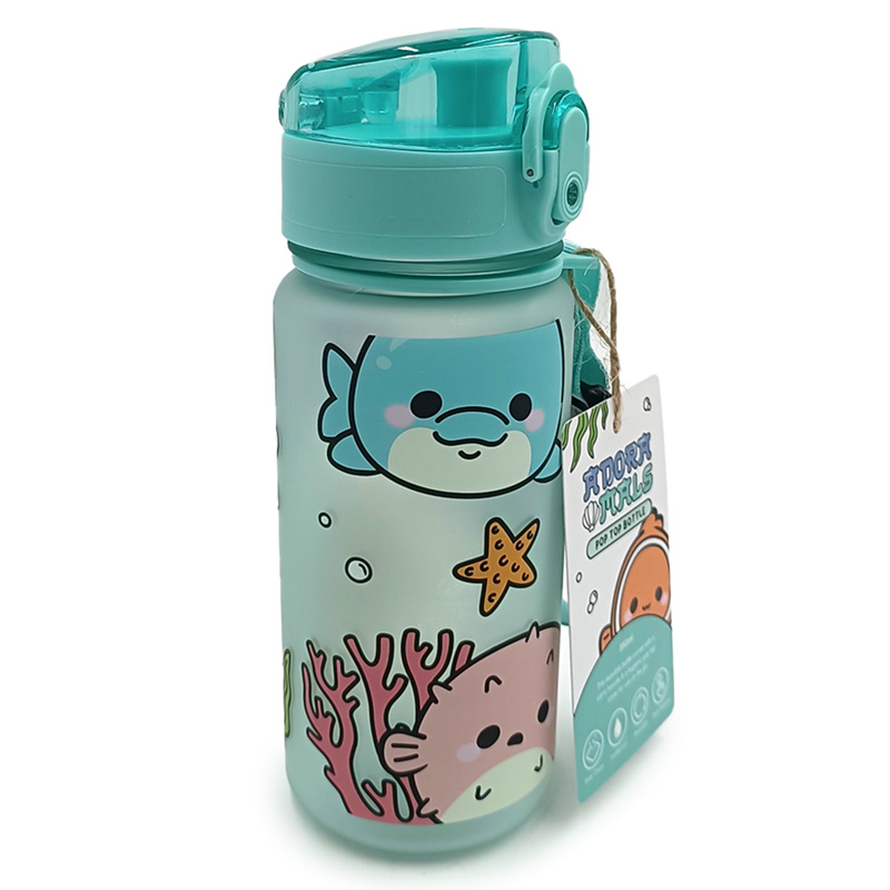 Shatterproof Pop Top Children's Water Bottle - Adoramals Sealife 350ml