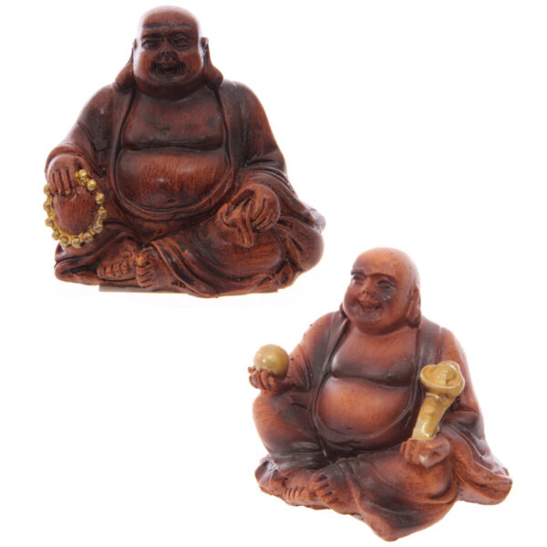 BUD211_001 Mini Wood Effect Collectable Buddha in a Bag Figurine