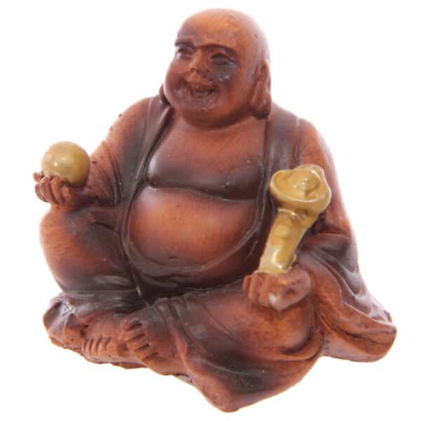 BUD211_002 Mini Wood Effect Collectable Buddha in a Bag Figurine