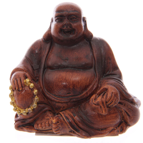 BUD211_004 Mini Wood Effect Collectable Buddha in a Bag Figurine