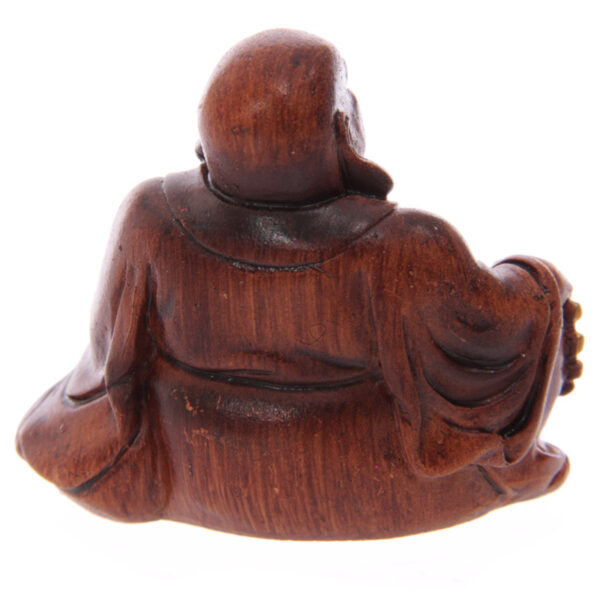 BUD211_005 Mini Wood Effect Collectable Buddha in a Bag Figurine