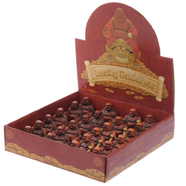 BUD211_006 Mini Wood Effect Collectable Buddha in a Bag Figurine
