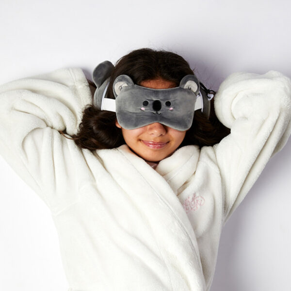 CUSH226_002 Koala Relaxeazzz Plush Round Travel Pillow & Eye Mask Set