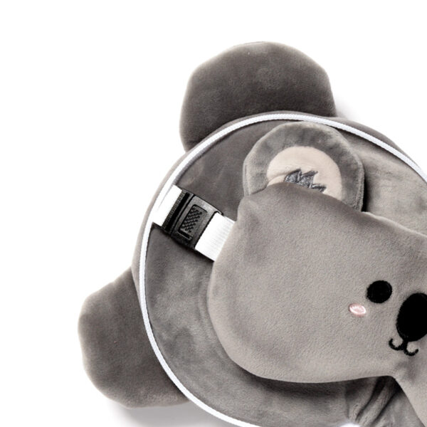 CUSH226_005 Koala Relaxeazzz Plush Round Travel Pillow & Eye Mask Set