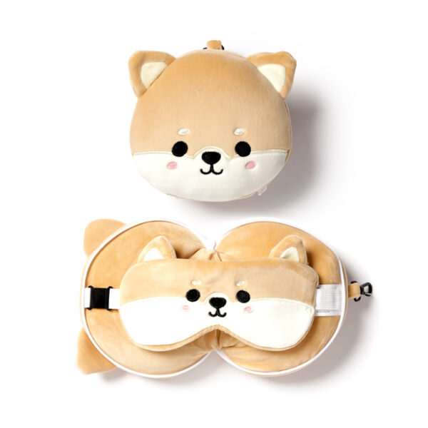 CUSH230_001 Shiba Inu Dog Relaxeazzz Travel Pillow & Eye Mask Set