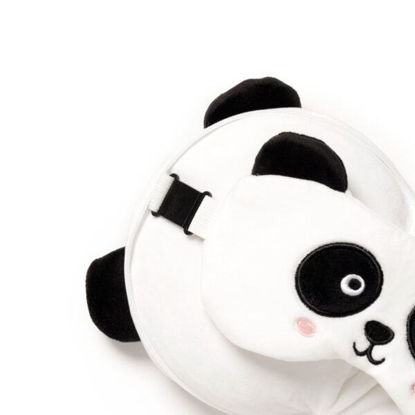 Panda Relaxeazzz Plush Round Travel Pillow & Eye Mask Set