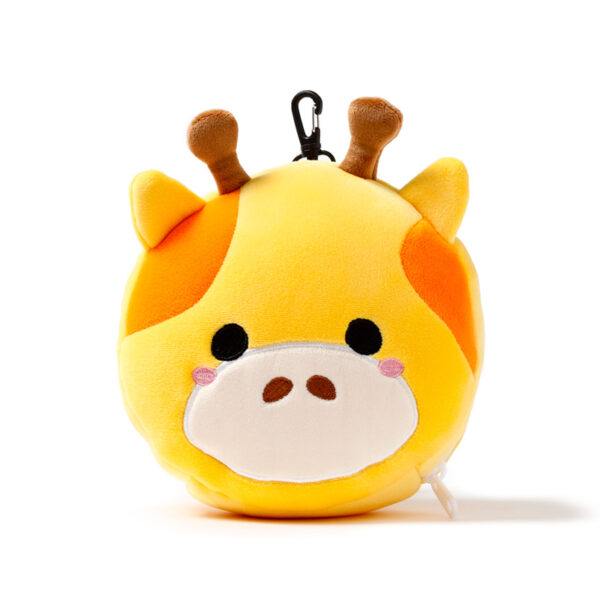 CUSH252_004 Giraffe Relaxeazzz Plush Round Travel Pillow & Eye Mask Set