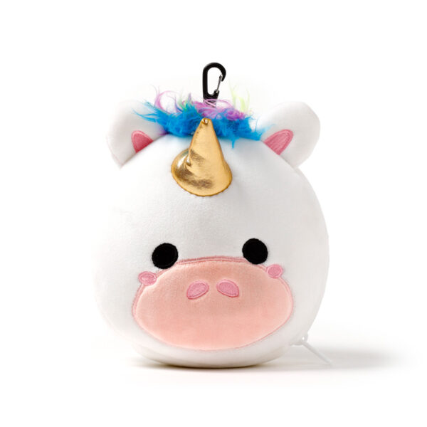 CUSH258_004 Unicorn Relaxeazzz Plush Round Travel Pillow & Eye Mask Set