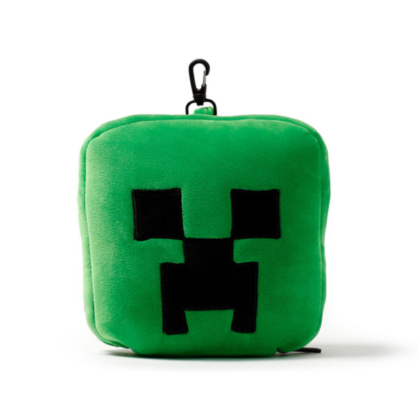 CUSH306_004 Minecraft Creeper Shaped Relaxeazzz Plush Travel Pillow & Eye Mask Set
