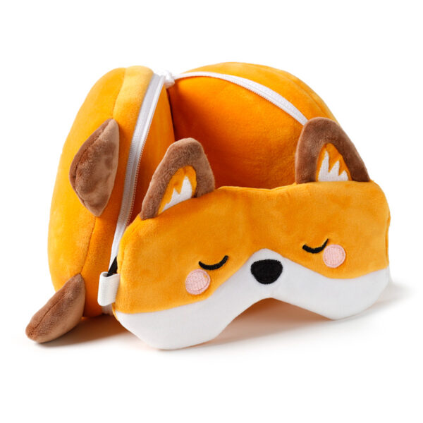 CUSH313_003 Adoramals Finnick the Fox Relaxeazzz Travel Pillow & Eye Mask Set
