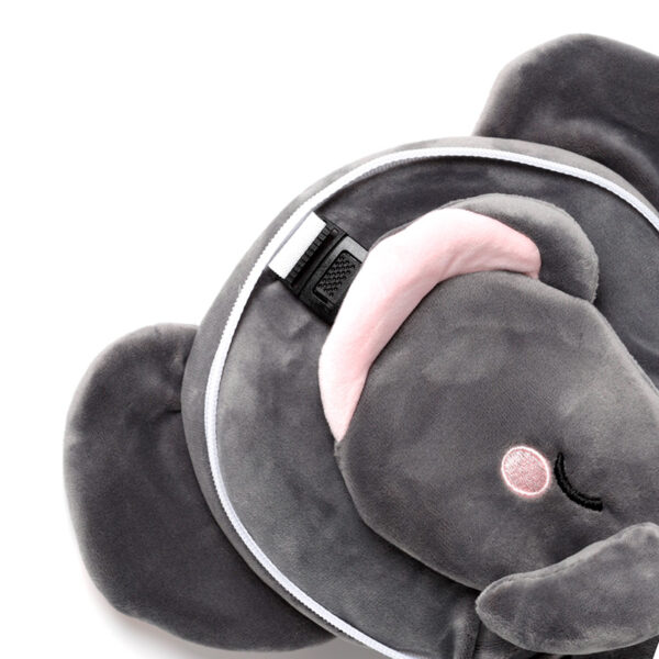 CUSH314_005 Adoramals Janu the Elephant Relaxeazzz Travel Pillow & Eye Mask Set