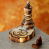 IF254_002 Carved Mango Wood Backflow Incense Burner - Om
