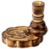 IF254_003 Carved Mango Wood Backflow Incense Burner - Om