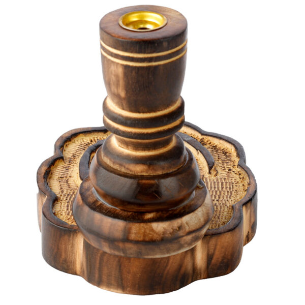 IF254_004 Carved Mango Wood Backflow Incense Burner - Om