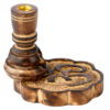 IF254_005 Carved Mango Wood Backflow Incense Burner - Om