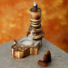 Carved Mango Wood Backflow Incense Burner - Hamsa
