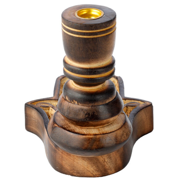 Carved Mango Wood Backflow Incense Burner - Hamsa