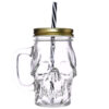 JAR29_002 Glass Drinking Jar with Lid & Straw - Skull Shaped
