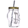 JAR29_005 Glass Drinking Jar with Lid & Straw - Skull Shaped