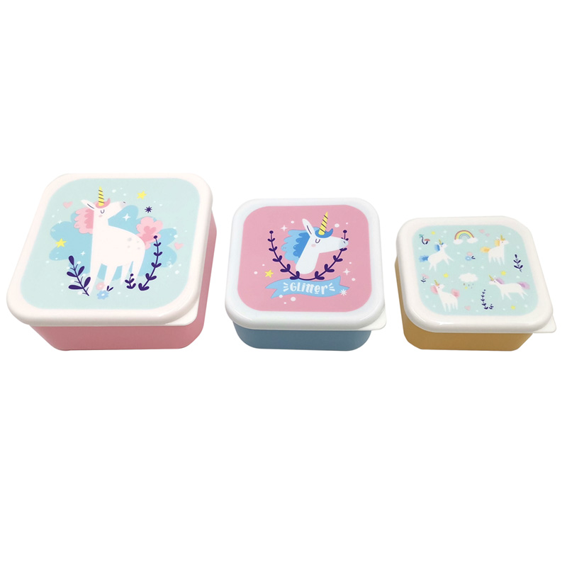 LBOX95_001 Lunch Boxes Set of 3 (S/M/L) - Unicorn Magic