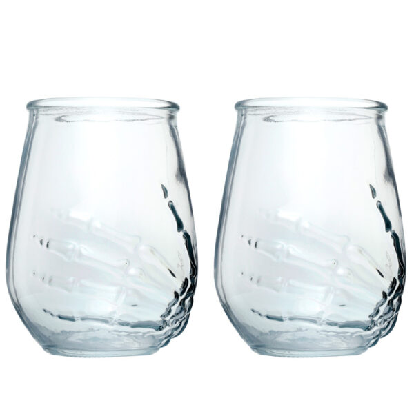 Skeleton Hand Set of 2pcs Glass Tumblers