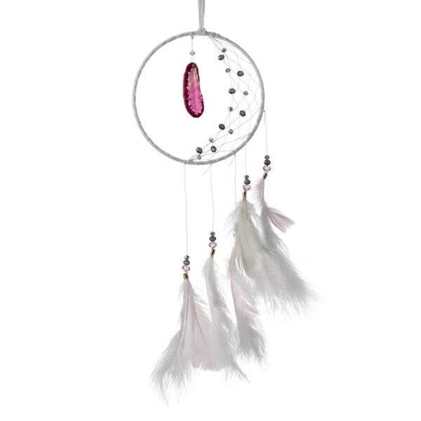 DC67_003 Dreamcatcher with Agate Charm - White Sickle Crescent Moon