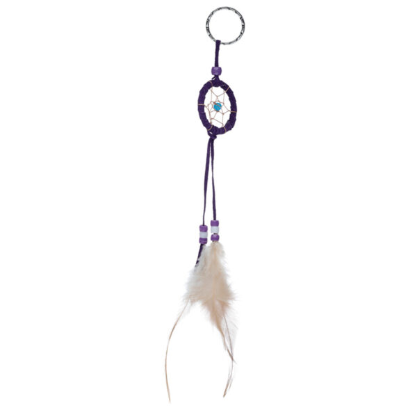 DCK03_002 Dreamcatcher Keyring - Mini Feathers with Beads