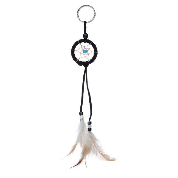 DCK03_005 Dreamcatcher Keyring - Mini Feathers with Beads