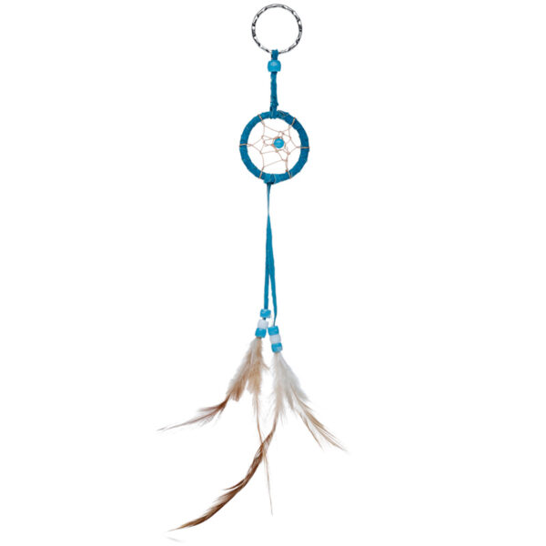 DCK03_006 Dreamcatcher Keyring - Mini Feathers with Beads