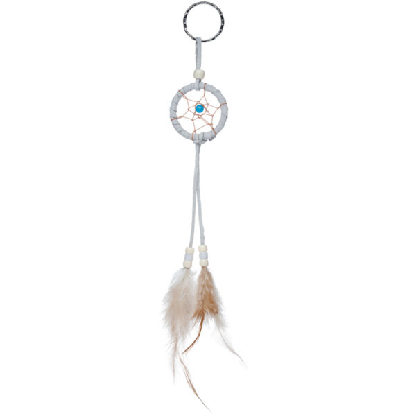 DCK03_007 Dreamcatcher Keyring - Mini Feathers with Beads