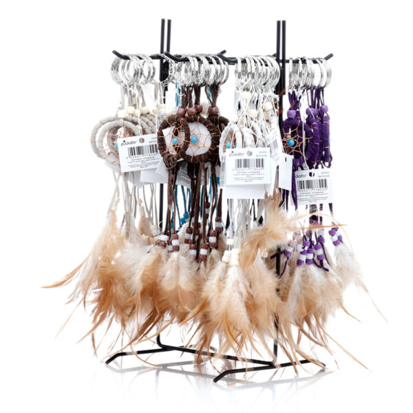 DCK03_009 Dreamcatcher Keyring - Mini Feathers with Beads