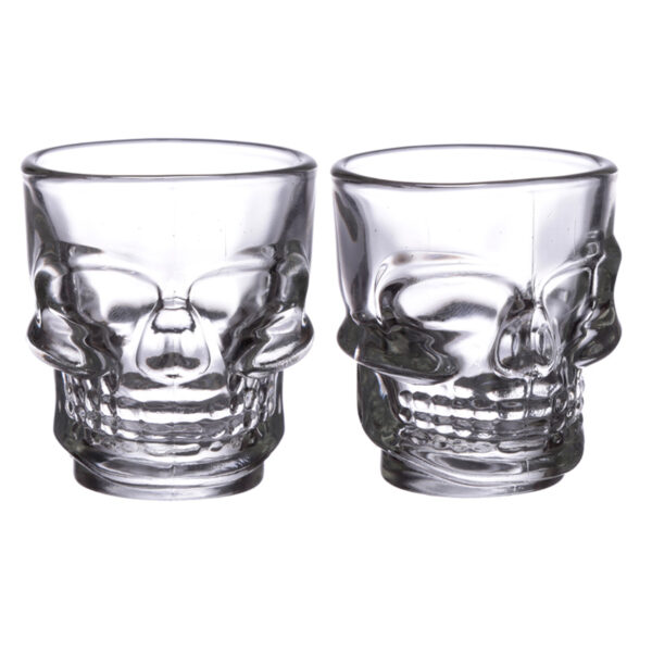 JAR74_001 Fun Collectable Glass Shot Glass Set of 2 - Skulls (60ml)