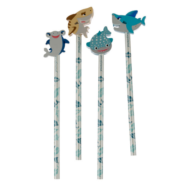 STA237_001 Fun Shark Pencil and Eraser Topper Set