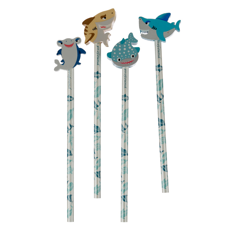 STA237_001 Fun Shark Pencil and Eraser Topper Set