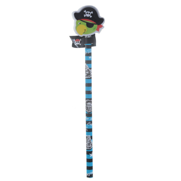 STA64_002 Fun Pirate Design Pencil and Eraser Topper Set