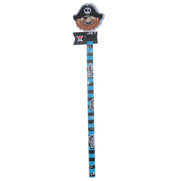 STA64_004 Fun Pirate Design Pencil and Eraser Topper Set
