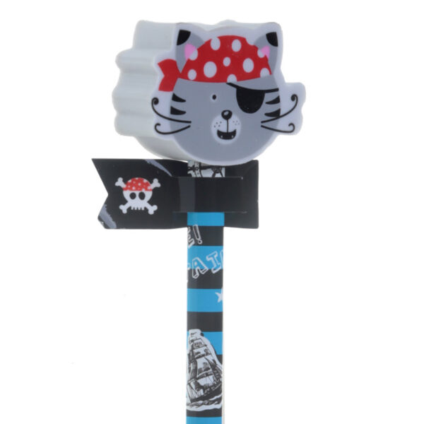 STA64_007 Fun Pirate Design Pencil and Eraser Topper Set